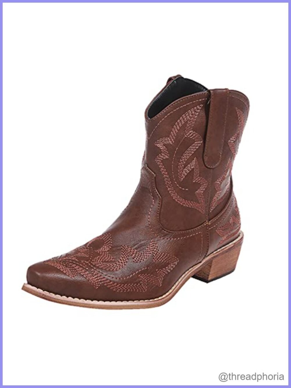 PU Leather Ankle Cowboy Boots Pointed Toe Western Booties for Women